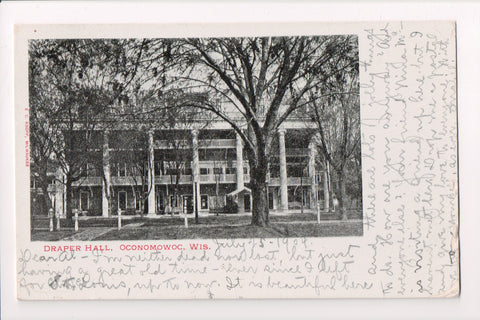 WI, Oconomowoc - Draper Hall, @1904 postcard - D007049