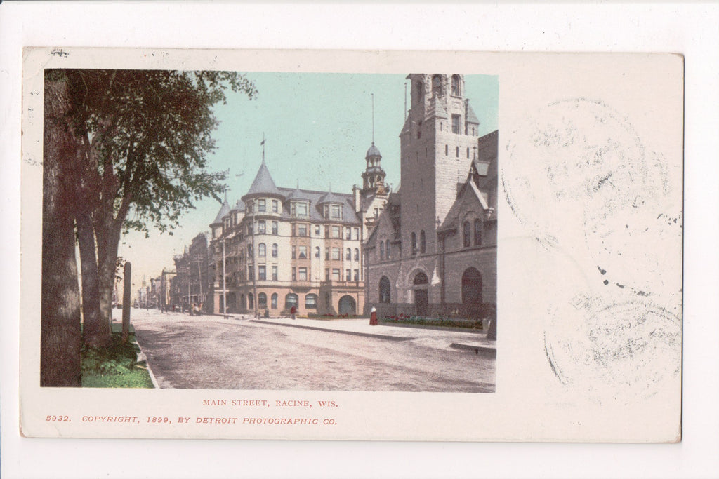 WI, Racine - Main St, @1904 postcard - EP0088