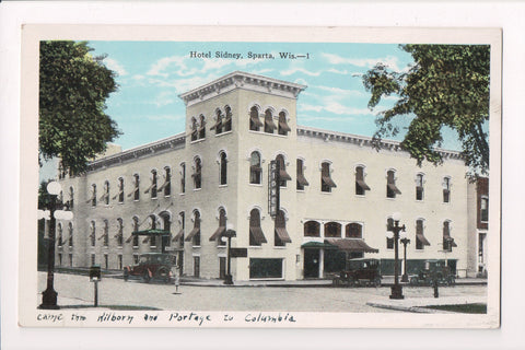 WI, Sparta - Hotel Sidney, hand dated 1944 postcard - w03619