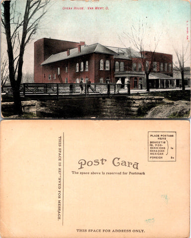 OH, Van Wert - Opera House - people on bridge postcard - wv0020