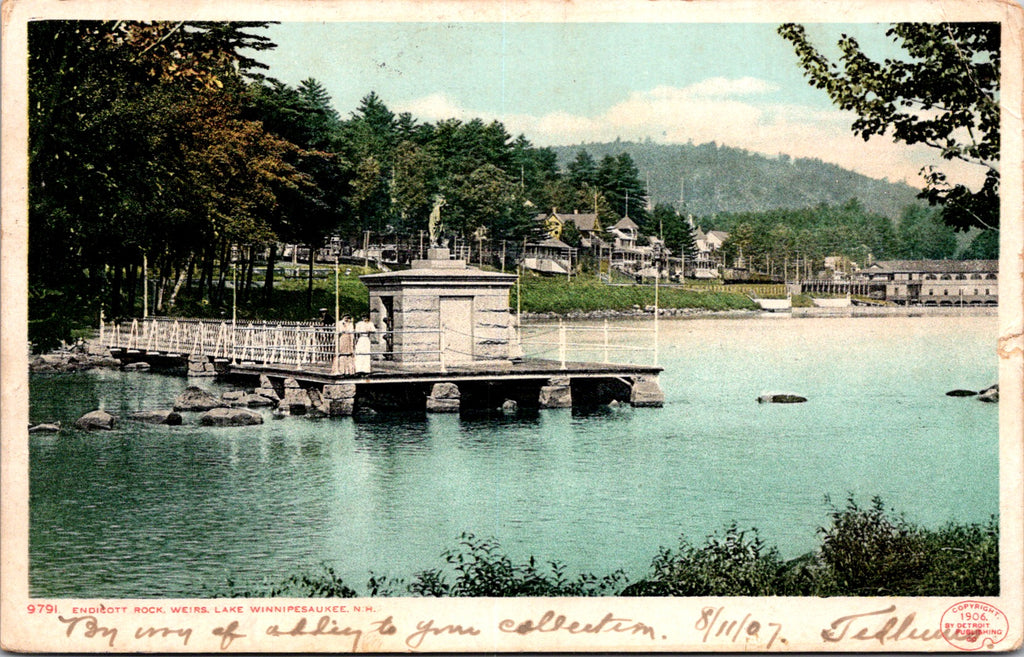 NH, WEIRS - Endicott Rock, Lake Winnipesaukee, cottage etc @1907 - wv0027