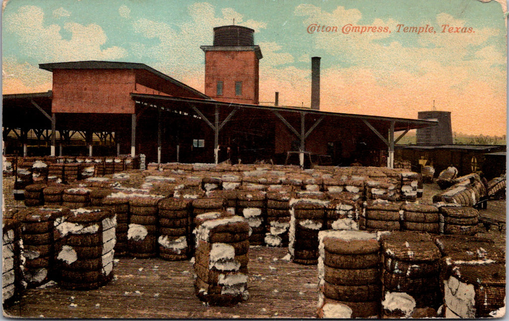 TX, Temple - Cotton Compress - bales and bales, building etc postcard - WV0039