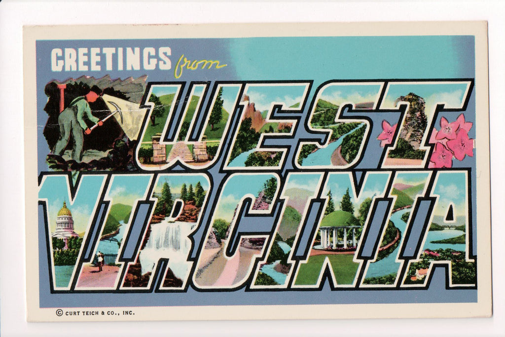 WV, West Virginia - Greetings from, Large Letter postcard - 405238