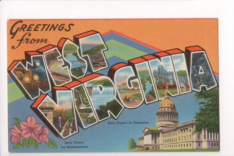 WV, West Virginia - Greetings from, Large Letter postcard - CR0508