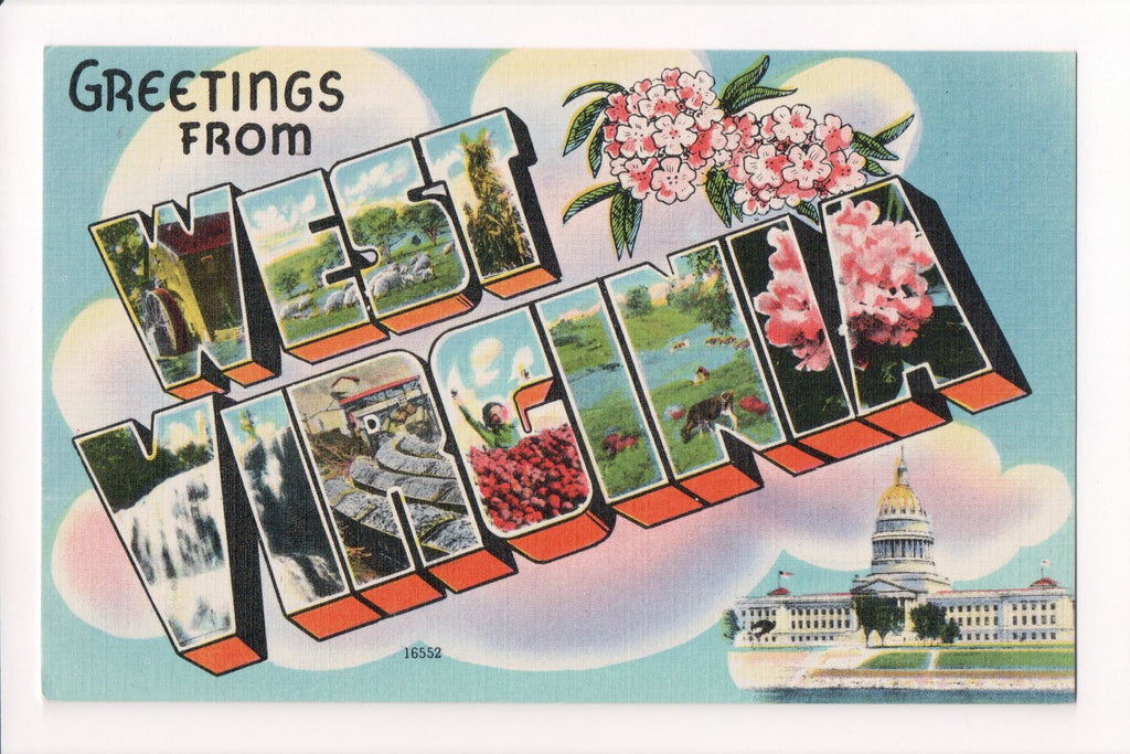 WV, West Virginia - Greetings from, Large Letter postcard - MT0004