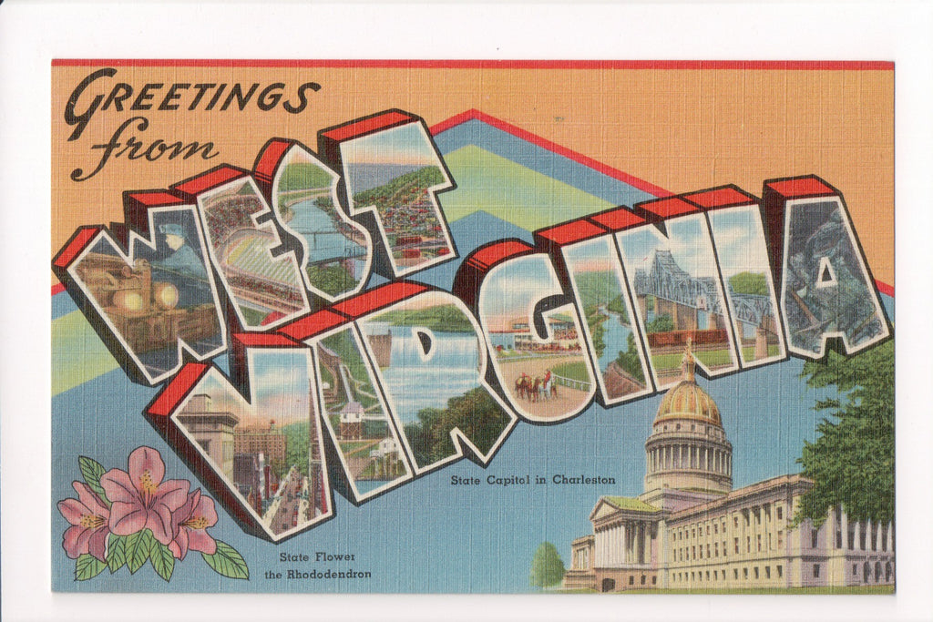 WV, West Virginia - Greetings from, Large Letter postcard - MT0005