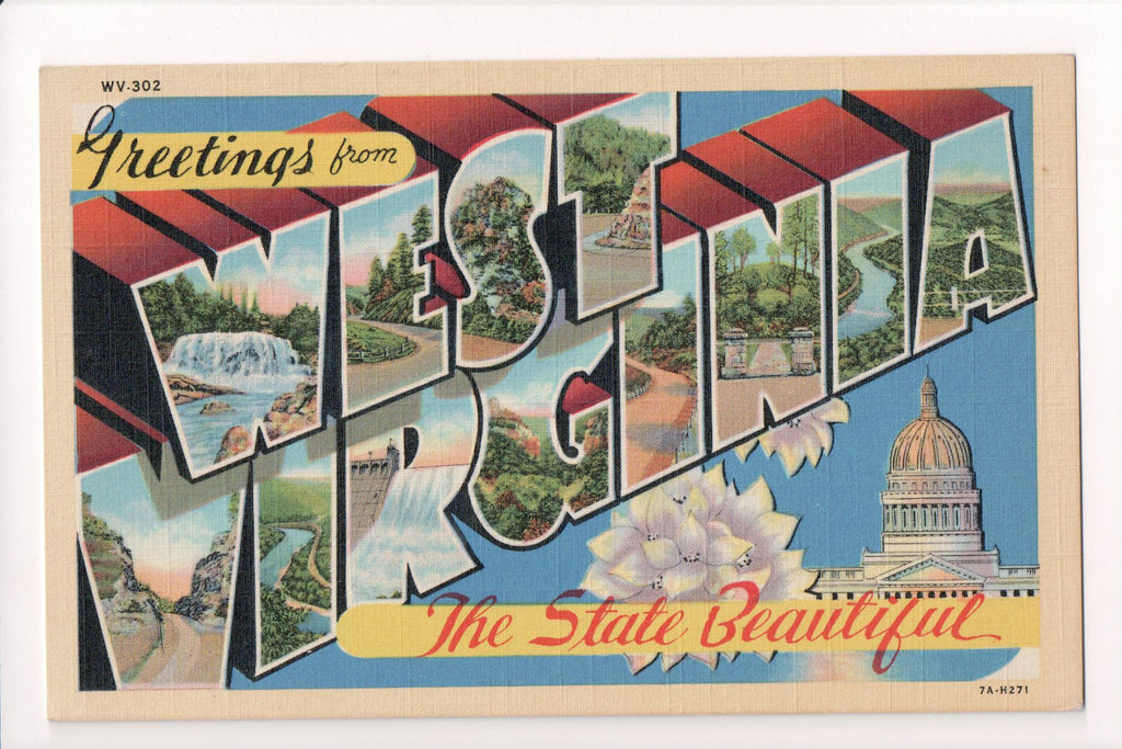 WV, WEST VIRGINIA - Greetings from, Large Letter postcard - MT0007