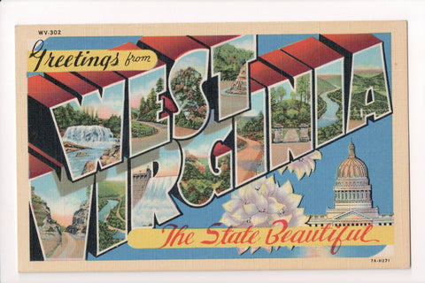 WV, WEST VIRGINIA - Greetings from, Large Letter postcard - MT0007
