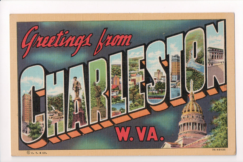 WV, CHARLESTON - Greetings from, Large Letter postcard - CR0519