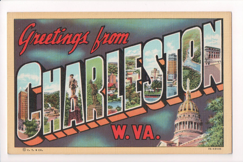 WV, Charleston - Greetings from, Large Letter postcard - MT0008