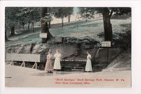 WV, Chester - Rock Springs Theater sign, ladies, Ye Olde Mill sign - CP0067