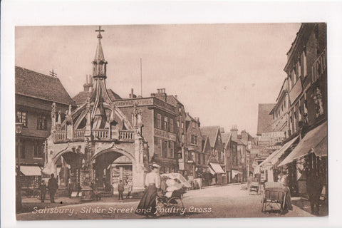 Foreign postcard - Salisbury - Silver St and Poultry Cross - w05214