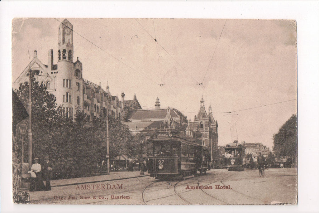 Foreign postcard - AMSTERDAM - American Hotel, street scene - C08342