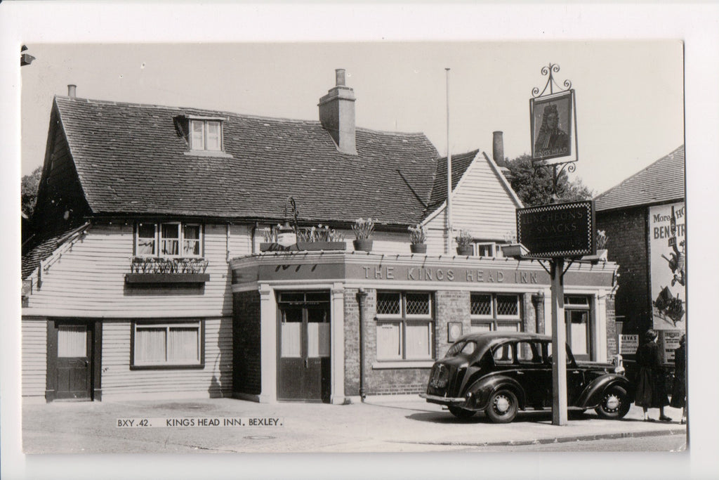 Foreign postcard - Bexley - Kings head Inn close up RPPC - w00318