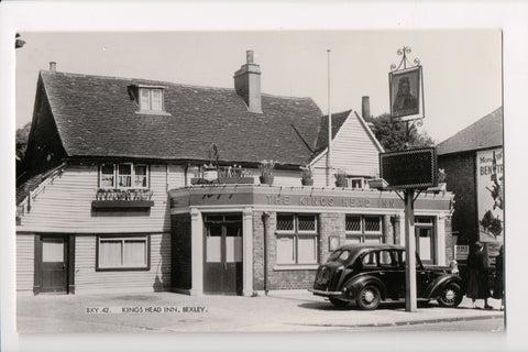Foreign postcard - BEXLEY - Kings head Inn close up RPPC - w00318