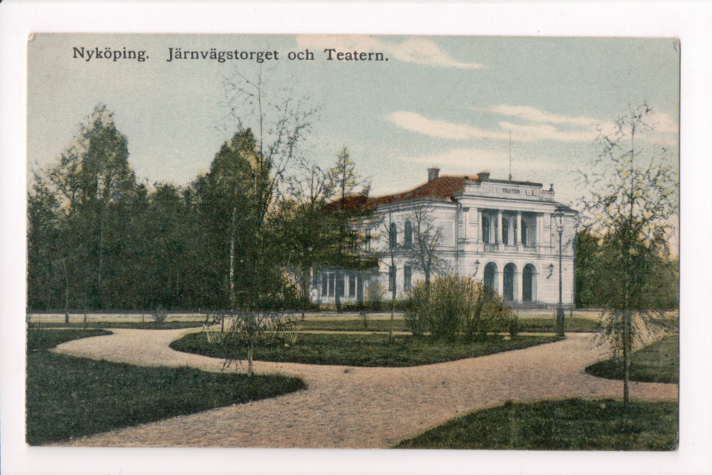 Foreign postcard - Nykoping, Sweeden - Jarnvagstorget och Teatern - EP0183