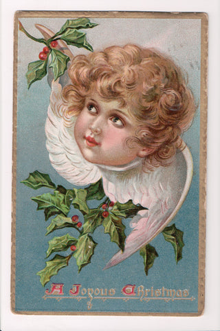 Xmas - A Joyous Christmas - Angel Head, wings - Tuck Christmas - MB0888