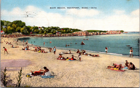 MA, Rockport - Back Beach scene - 1953 postcard - A17330