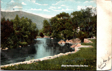 MA, Lee - Hoosatonic Riverand shoreline - 1906 postcard - A19401
