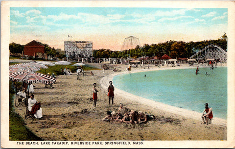 MA, Springfield - Riverside Park, Lake TAKADIP scene - 1924 postcard - A19403