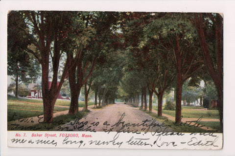 MA, Foxboro - Baker St - 1908 postcard - A19409