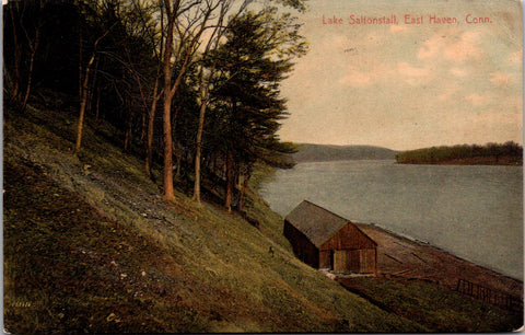 CT, East Haven - Lake Saltonstall, building, water etc - 1908 postcard - A19429