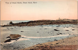 MA, Brant Rock - View of beach / brant rocks - Walter Peterson pub postcard - A1