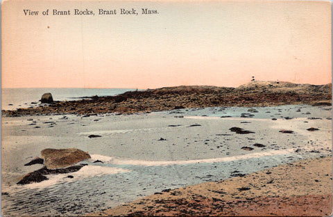 MA, Brant Rock - View of beach / brant rocks - Walter Peterson pub postcard - A1