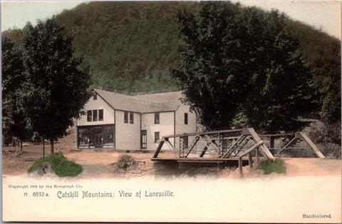 NY, Lanesville - Catskill Mountains, bridge, store - Rotograph postcard - A19446