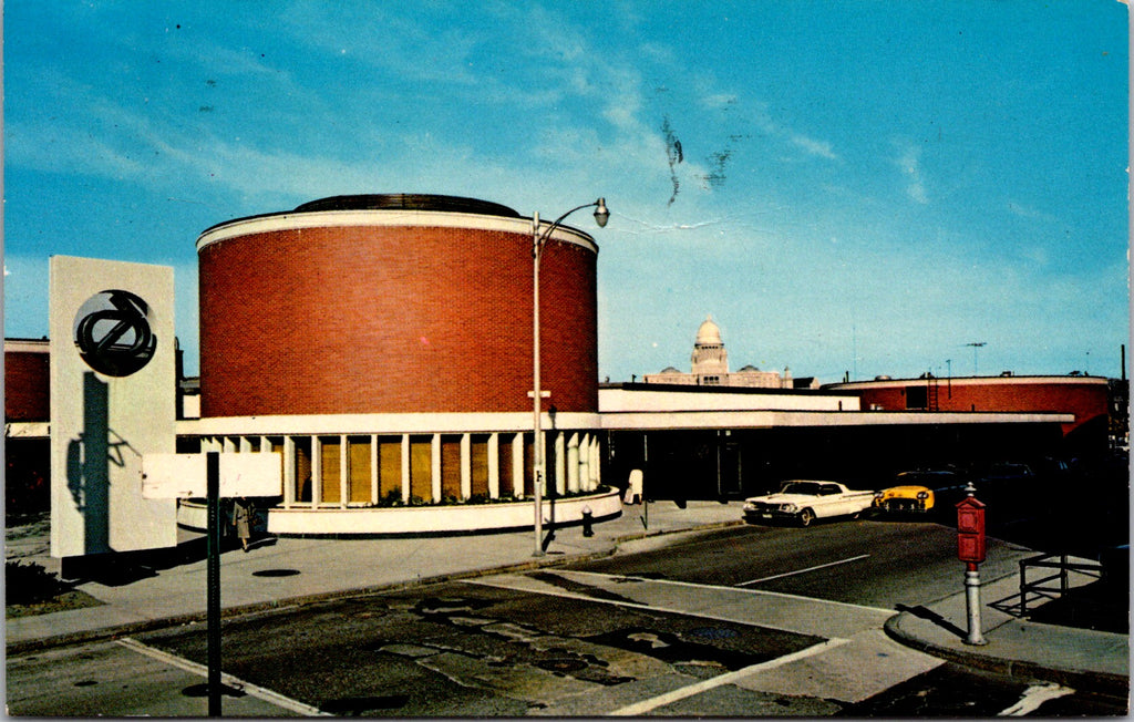 RI, Providence - Shortline Bus Terminal, fire call box on postcard - A19612