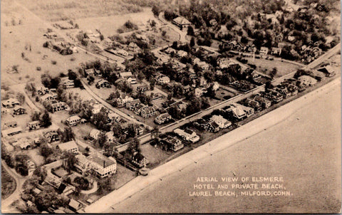 CT, Milford - Laurel Beach, Elsmere Hotel bird eye postcard - B08024