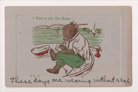 Animal - Bear or Bears postcard - writing letter - Franz Huld card - B08063