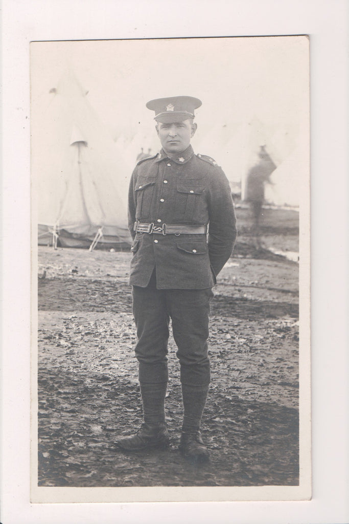 Military Man in uniform - Canadian - posing - RPPC - B08272