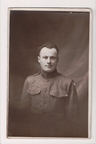 MISC - Military Man in uniform - posing - gloves- RPPC - B08292