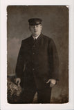 Military Man in uniform - posing - RPPC - b08295