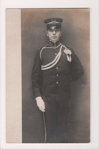 Military Man in uniform - posing - RPPC - B08296