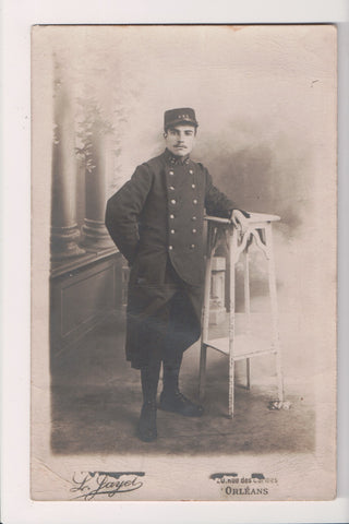 Military Man in uniform - posing - RPPC - B08297