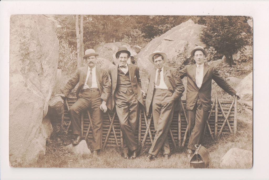 People - Men in suits posing, medical bag - RPPC - BP0058