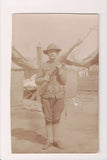 MISC - Military Man in uniform - posing with rifle, bayonet - RPPC - C08600