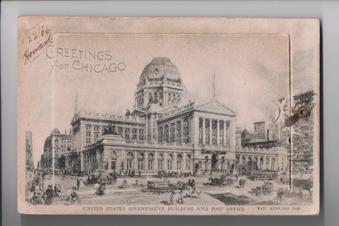 IL, Chicago - GREETINGS from - UNIQUE 1/8 inch thick, opens, multi views - C0870