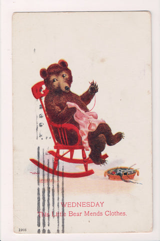 Animal - Bear or Bears postcard - Busy Bears #79, Wednesday - C17685