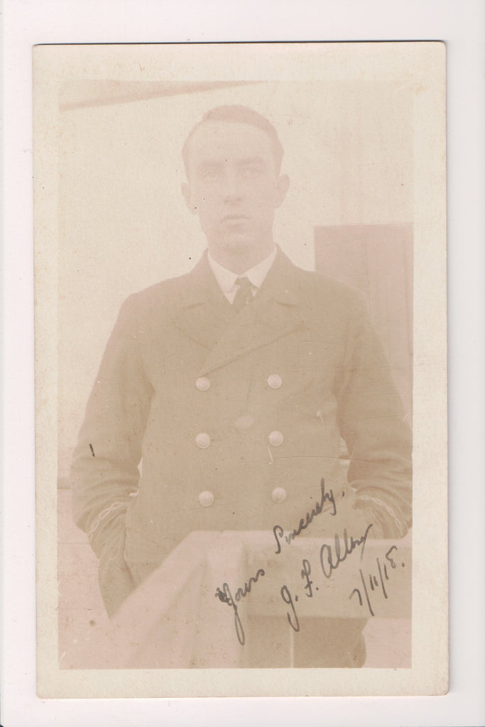 Military Man in uniform - posing - RPPC - c17766
