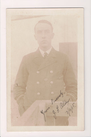 Military Man in uniform - posing - RPPC - c17766