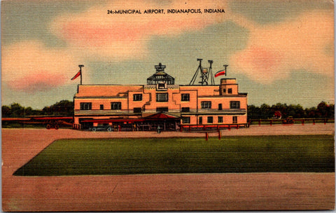 IN, Indianapolis - Municipal Airport - 1947 linen postcard - CP0365