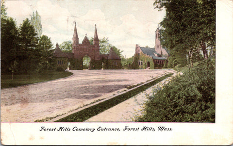 MA, Forest Hills - Cemetery Entrance - 1910 postcard - D05413