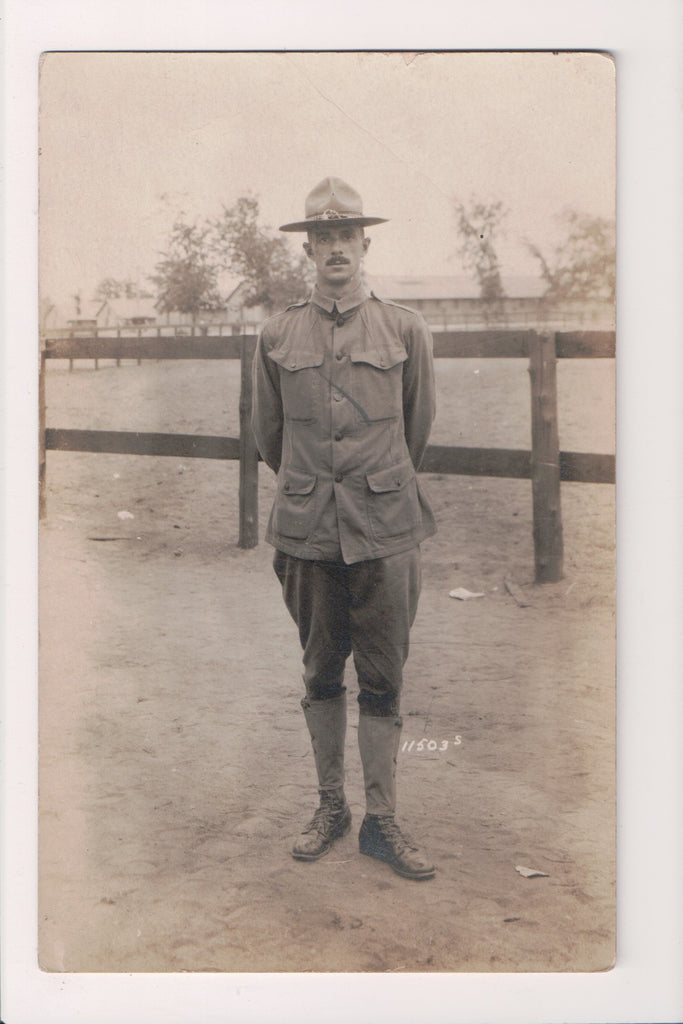 Military Man in uniform - posing - RPPC - DG0042