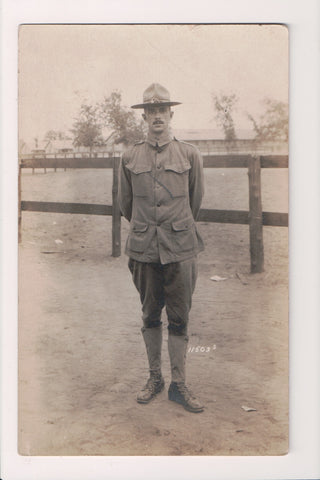 Military Man in uniform - posing - RPPC - DG0042