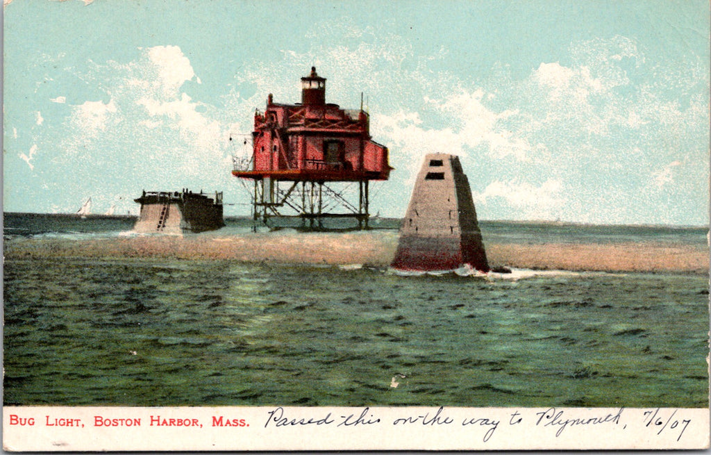 MA, Boston Harbor - Bug Light, and surrounding structures postcard - DG0128