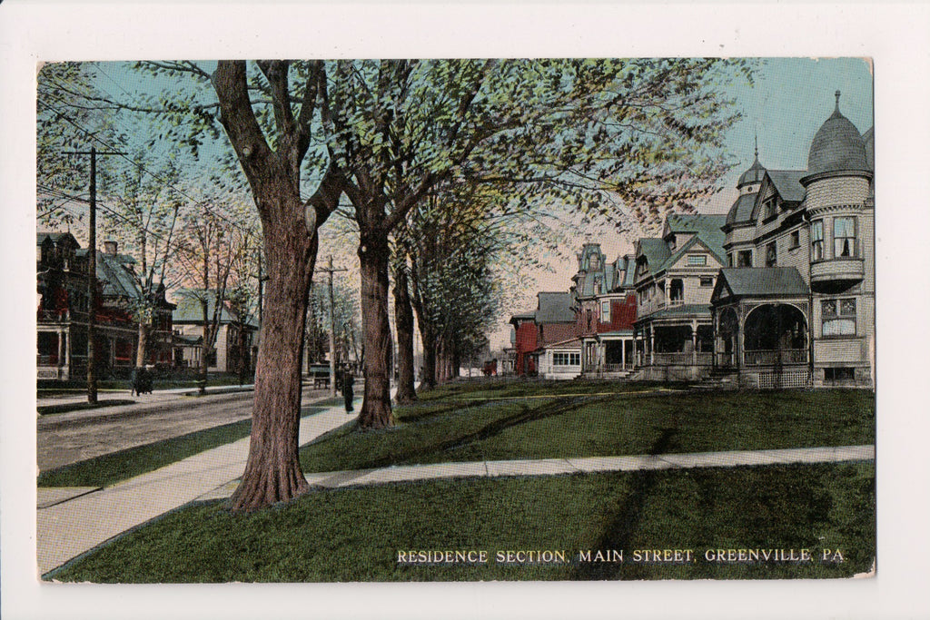 PA, Greenville - Main St Residences - 1914 postcard - G03402