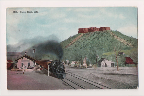 CO, Castle Rock - Train Station, Railroad Depot area - 1913 postcard - G17234